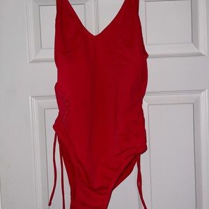 Red one piece swim suit